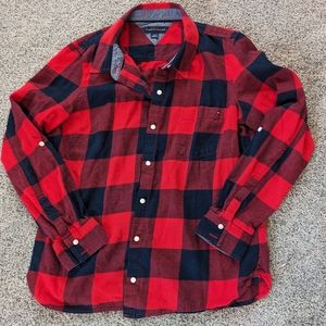 Tommy Hilfiger buffalo plaid button up flannel shirt